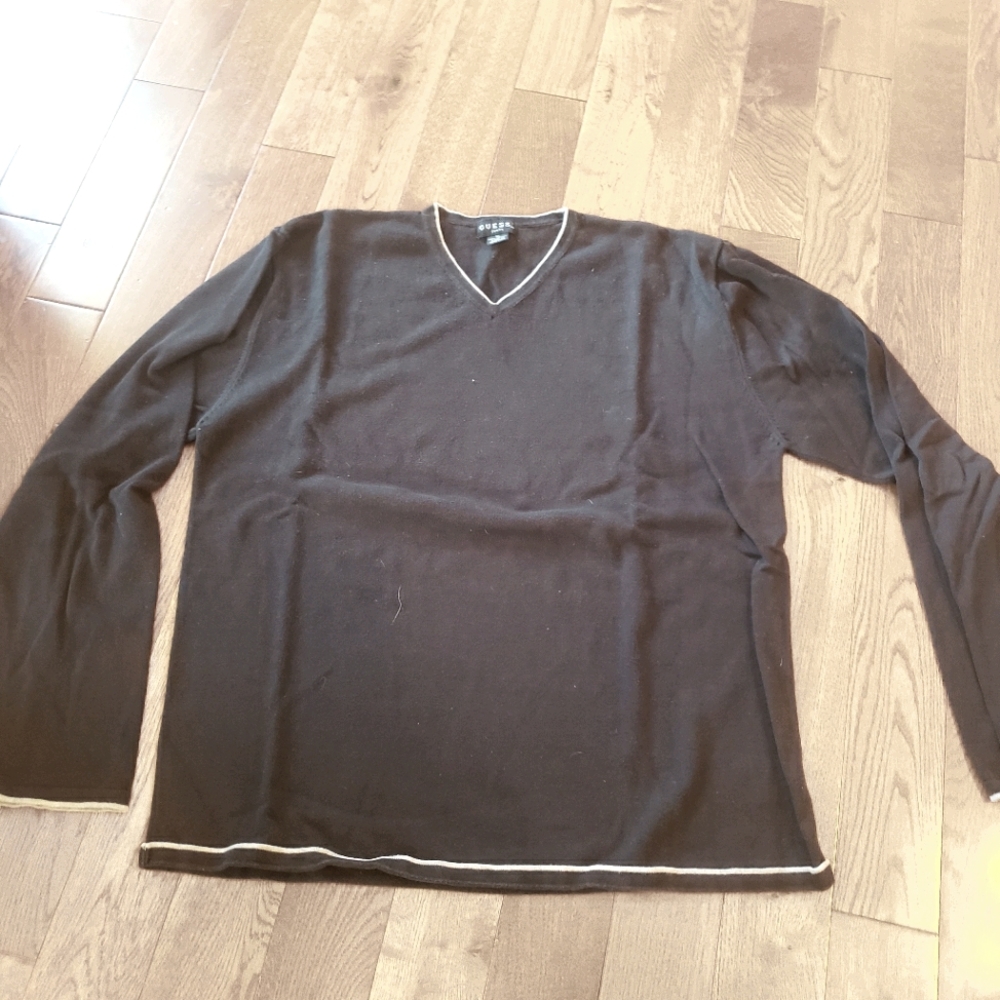 Guess jeans extra large black V neck sweater